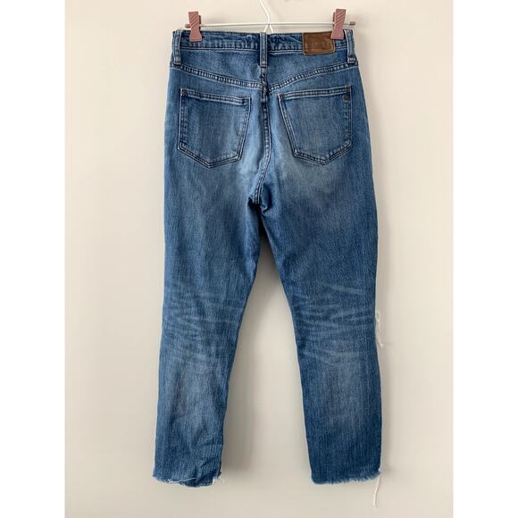 Madewell The High-Rise Slim Boyjean Distressed Step Hem Jeans Size 24 - Picture 6 of 8